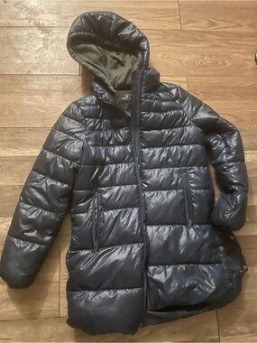 Andrew Marc Navy Quilted Hooded Puffer Coat